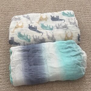 aden + anais Elephant Print and Blue Ombre Swaddle Set